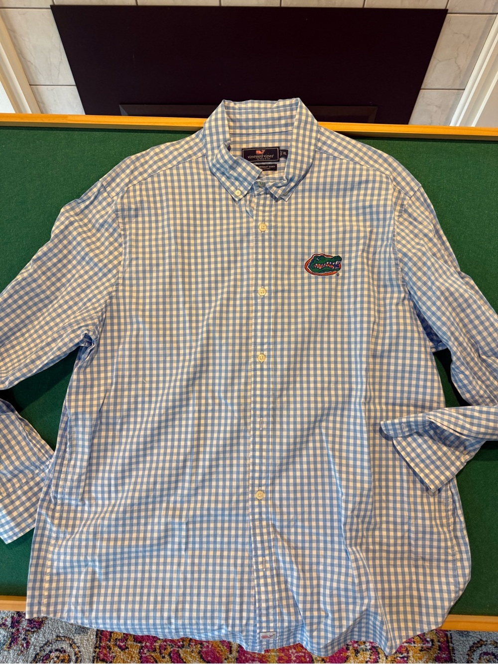 Vineyard Vines Light Blue and White Gingham Button-Down Shirt